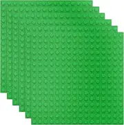 6 Pack Large Building Brick Baseboard in Green, 10 x 10 Inch Baseplates Compatible with DUPLO,MEGA, Baseplate for DIY Play Table or Wall
