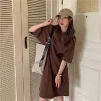 在飛比找momo購物網優惠-【D.studio】韓版夏季素色長版連衣裙(連身裙 長版上衣