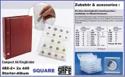 Coin Album square Coin Capsules +2 Blister for 40 Capsules Safe 480-2-449 A4 Red