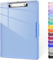 Piasoenc Clipboard with Storage, 8.5 x 11 Clip Boards 2 Storage Blue