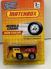 1992 MATCHBOX SUPERFAST #42 YELLOW & RED MOBILE CRANE NEW ON CARD
