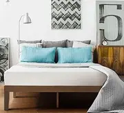 Zinus Blake 35cm Double Bed Frame Bed Base Mattress Support Foundation - Wood Slats Solid Timber Wood Bed, Bedroom Furniture, Walnut Brown, Easy Assembly