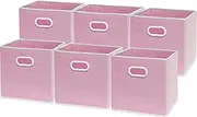 SimpleHouseware 11 Inch Foldable Storage Cubes with Handle, 6 Pack, Pink