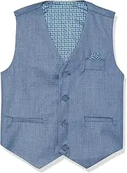 [Isaac Mizrahi] Slim Fit Boy's Contrast Textured Vest, Shirt, Bowtie, and Pant Set