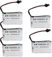 YICUAA (5-Pack) ER18505-2 3.6V 8000mAh PLC Non-Rechargeable Disposable Lithium Battery with SM Black Plug