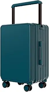 [sdneNest] Center-Mounted Wide Trolley Suitcase, Charging Port Hook Design Suitcase for Business Trips and Travel (Peacock Blue 20 inches)