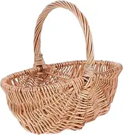 Toyvian Hand Woven Wicker Basket with Handle Storage Basket for Eggs Fruits and Vegetables Durable Picnic and Outdoor Attractive Home Decor and Organizing