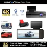 4K Dash Cam Car DVR GPS WIFI Dual Lens Front Rear Camera Dashcams Video Recorder