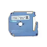 Brother P-Touch M Series Tape Cartridge for P-Touch Labelers, 1/2"w, Black on Cl