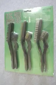 NEW Harbor Freight 6 Pc Steel, Nylon & Brass 9" Detail Wire Brush Set 93610