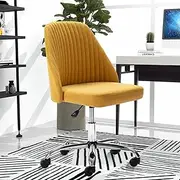 SMUG Yellow Desk Chair, Modern Adjustable Rolling Task Chair with Wheels, Armless for Bedroom, Vanity Chair for Makeup Room, Living Room, 32.1H x 18.8W x 17.2D in, 18.0 lbs, VA-76-YL