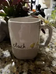 Rae Dunn Farm Animal Line CLUCK Script Mug with Chickens