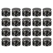 24pcs Metal Cord Locks End Spring Stop Toggle for Clothes Black