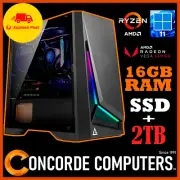AMD Ryzen 5600G Gaming PC 16GB RAM Computer SSD + 2TB Home Office Desktop System