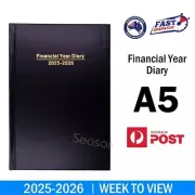 2025 2026 Financial Year Diary Week To View A5 Black Planner Hard Cover Office