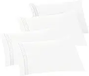 Elegant Comfort 4-Pack Solid Pillowcases 1500 Thread Count Egyptian Quality - Easy Care, Smooth Weave, Wrinkle and Stain Resistant, Easy Slip-On, 4-Piece Set, King Pillowcase, White