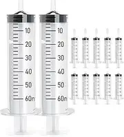 60ML Syringe for Liquid, 12Pack Measuring Small Plastic Syringes with caps, Reusable Liquid Measuring Syringe Tools with Measurement for Scientific Labs, Feeding Pets, Refilling Cosmetics