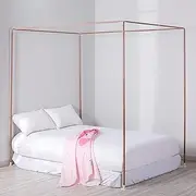 Metal Bed Canopy e, Stainless Steels Wood Grain Mosquito Netting Bracket Four Corner Bed Post, Easy to Install, Mosquito Net Holder Perfectly Fits Your Mattress,180 * 220cm
