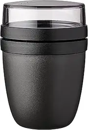 Mepal Overnight Oats jar - Practical Yoghurt Cup & Muesli Cup - Separate Compartments for Yoghurt & Muesli - Suitable for Freezer, Microwave & Dishwasher - 500 ml + 200 ml - Nordic Black