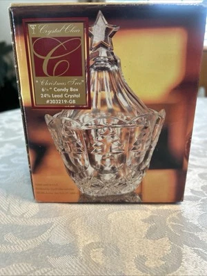 CRYSTAL CLEAR "CHRISTMAS TREE" Candy Box/Dish Lead Crystal