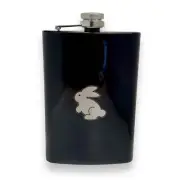 8oz BLACK Follow the White Rabbit Flask