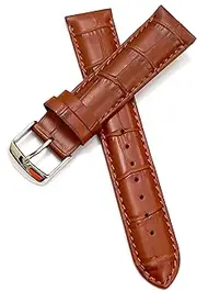 [g24] 24mm Genuine Leather Brown Watch Band Strap for Men and Women | Comfortable and Durable Material | Silver Buckle-G1