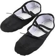 [OATIPHO] 1 Pair Lightweight Anti-Slip Ballet Dance Shoes for Boys and Girls Adults Size 34 Simple Canvas Shoes Ballet Shoes Black