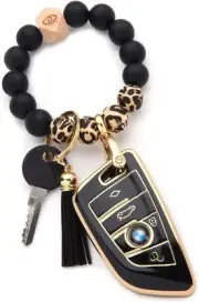 BMW 1/3/5/7 Series Key FOB Case Cover + Keychain BLACK-GOLD