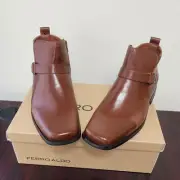Ferro Aldo Antonio MFA606323 Casual Slip-on Zipper Leather Brown Boots Size 10.5