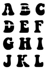 GROOVY TIME Alphabet Stencil 2" Inch 60's 70's Letters Uppercase Sheets S1209