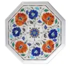 12" Marble side Table Top semi precious stones Inlay table Handicraft Work