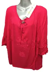 BNWT Womens Sz 18 Autograph Brand Cheesecloth Peasant Berry Tunic Top RRP $50