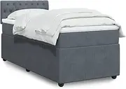 vidaXL Box Spring Bed with Mattress - King Single Velvet - LEDs
