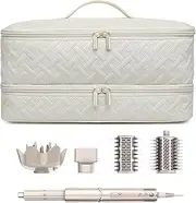 [ARLMEGOR] Double-Layer Travel Carrying Case for Hair Dryer Shark Flexstyle Dyson Airwrap and Hair Styler Attachments Portable Storage Organizer Bag Hair Tools Travel Bag (Beige)
