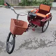 MegLob Heavy Duty Adult Tricycle, 3 Wheel Cargo Bike with Adjustable Backseat to Shopping Basket, Cargo Tricycle with 20 Inch Wheel, Low Step-Through High Carbon Steel, Trike for Seniors/Picnic