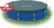 Pool Cover 28031E 12Ft Round Metal Frame Drain Holes Rope Tie Overhang Fit
