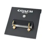 【COACH】HUGGIE心型針式耳環-金色