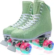 Roller Skate for Women Girls and Kids, High-top Double Row-Classic Rollerskates Size 5 6 7 8 9 10 11 and Youth Size 2 3, Indoor Outdoor Roller Skates for Beginner Ladies with Light-up Wheels