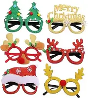 [CHILDWEET] Prom 6pcs Christmas Decoration Glasses Kids Sun Glasses Snowman Sunglasses Christmas Funny Glasses Christmas Eye Glasses Christmas Glasses Frame Alloy Flash Child