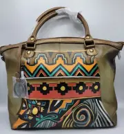 Anuschka Hand Painted Large Leather Tote NWT w/Shoulder Strap, Wallet, Dustbag