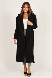 [PUP15] Emersyn Tie Front Coat - Black XS black