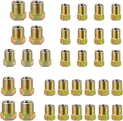 35PCS Threaded Steel Brake Line Fittings Assortment Kit, 3/16" & 1/4" Inverted Flares, Automotive Braking System Fittings
