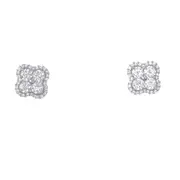 Bevilles Clover Stud Earrings with Cubic Zirconia in Sterling Silver