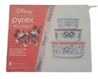 New 3-Piece Disney 100 Mickey Mouse Pyrex Container Set W/ Lids (2, 4, & 7 Cups)