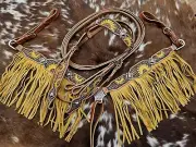 Headstall - Reins - Fringed Breastcollar - Sunflowers - Copper Conchos