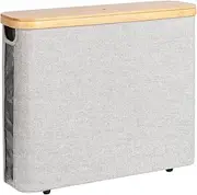 StorageWorks Toilet Paper Storage Basket, Papers Container with Bamboo Lid, Medium Holder for Up to 9 Mega Rolls, Organizer for Bathroom, Grey, 1 Pack