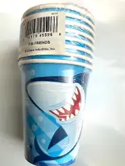 Shark Cups Shark Party Paper Cups Ocean Shark 8ct