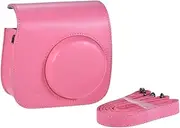 xinyee PU Instant Camera Case Bag with Strap for Fujifilm Instax Mini 9/8/8+/8s Flamingo Pink
