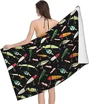 JBYJBX Fishing Lure Print Beach Towel Quick Dry Sandproof Microfiber Beach Bath Towel for Travel Pool Camping