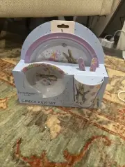 Peter Rabbit Beatrix Potter 5 Piece Melamine Kids Set Plate Bowl Cup Utensils